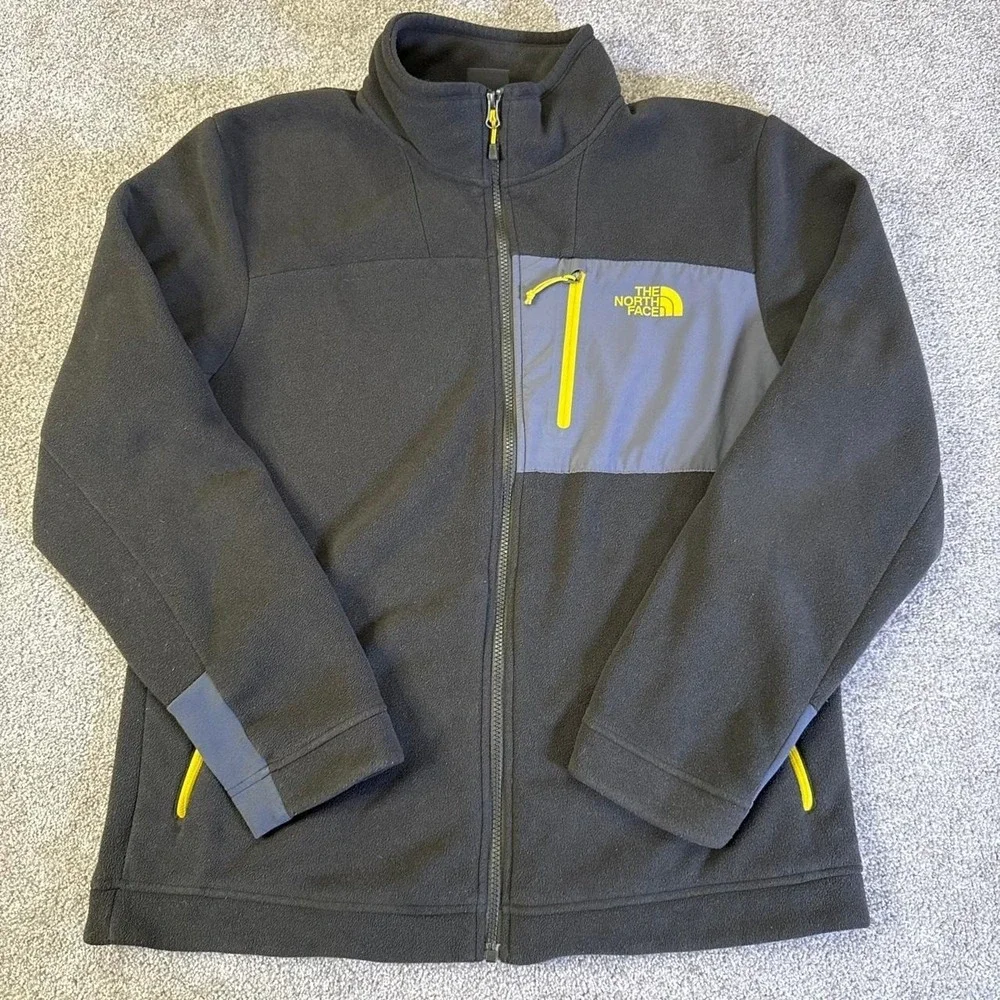 The North Face Apex Risor Jacket Green Gray Fleece Lined Zip Up Large